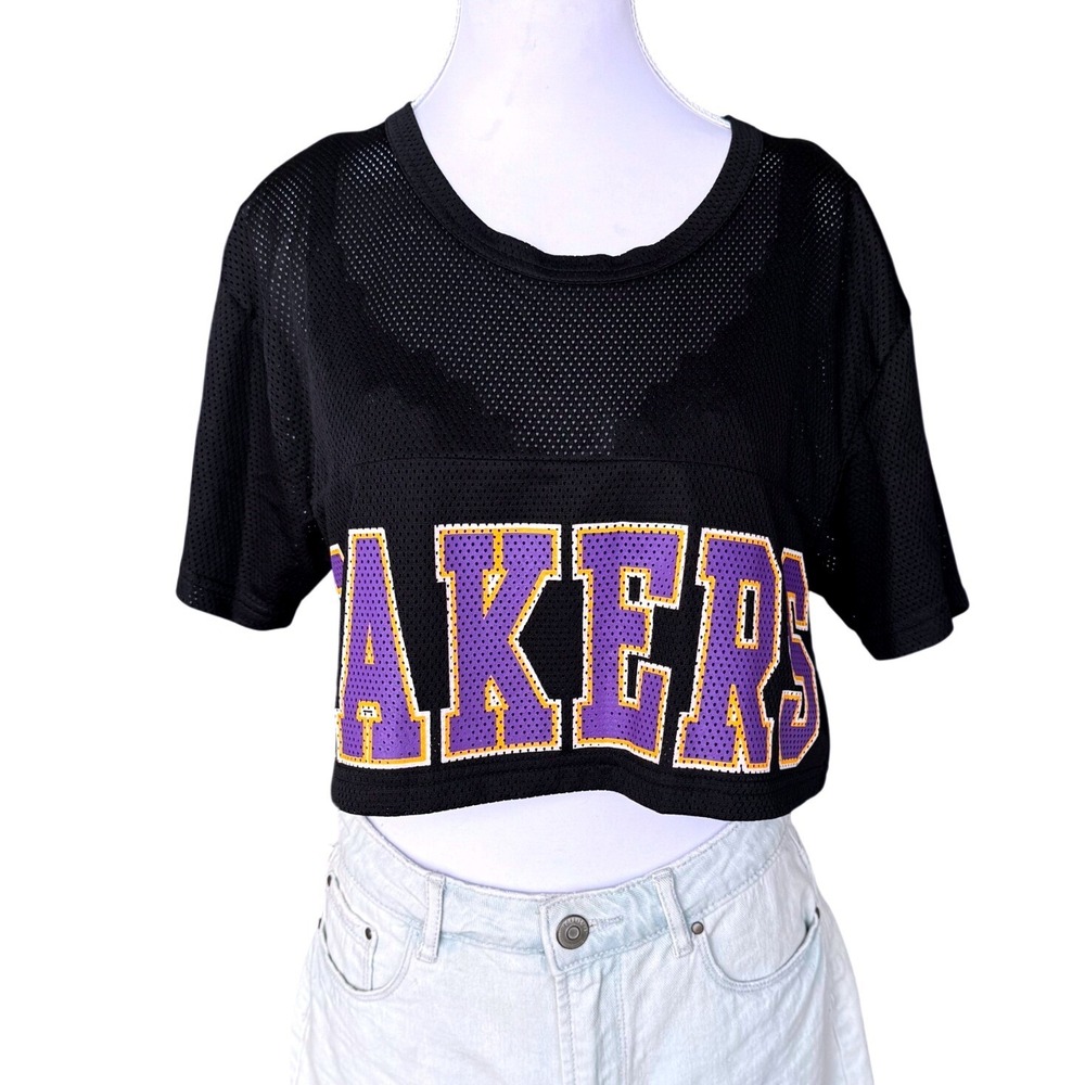 Los Angeles Lakers Mesh Crop Top NBA Jersey Top Black Small